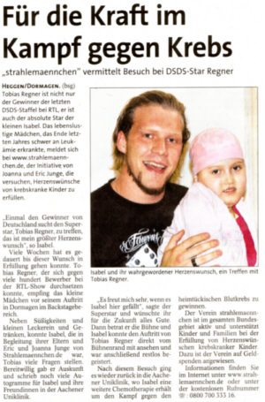 Fr die Kraft im Kampf gegen Krebs - Tobias Regner (DSDS)
